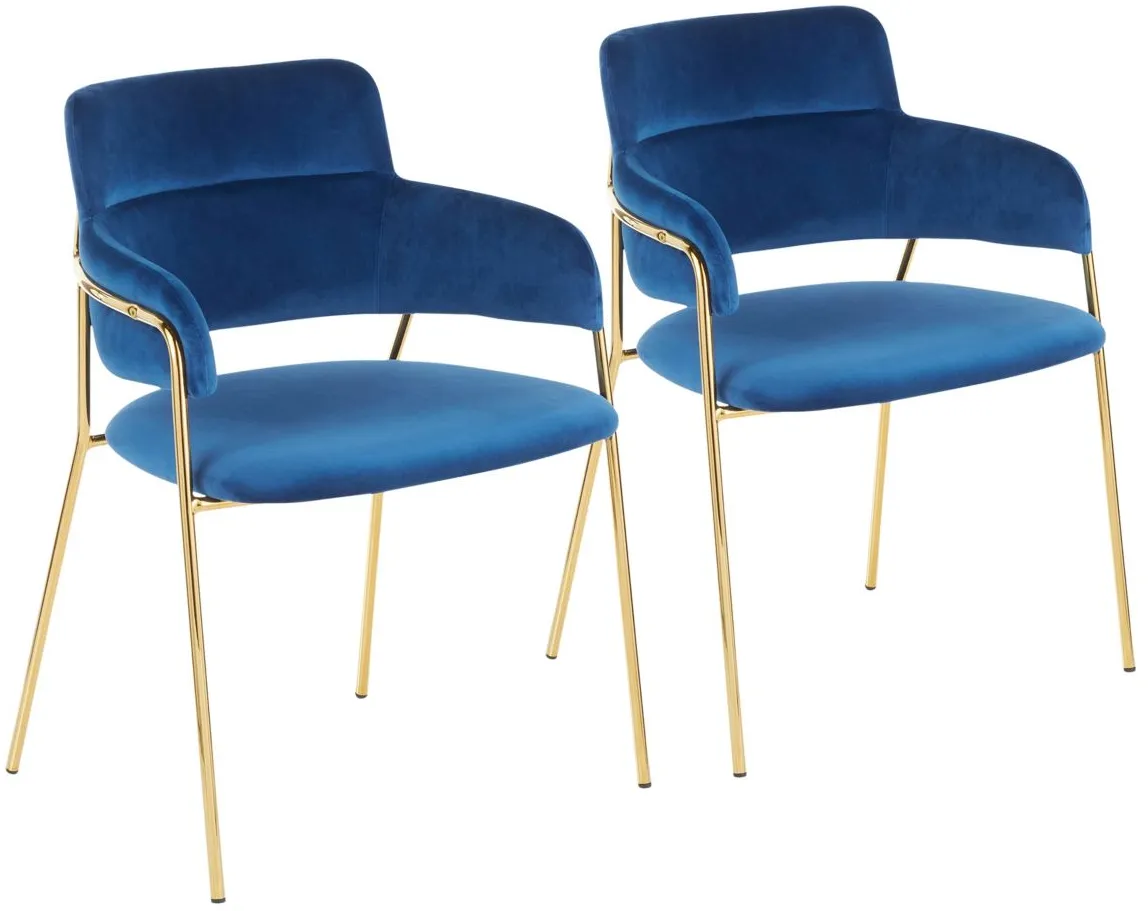 Napoli Dining Chairs: Set of 2 in Gold, Blue by Lumisource