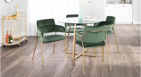 Napoli Dining Chairs: Set of 2 in Gold, Emerald Green by Lumisource