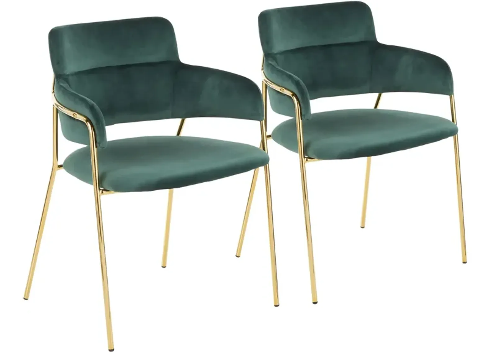 Napoli Dining Chairs: Set of 2 in Gold, Emerald Green by Lumisource