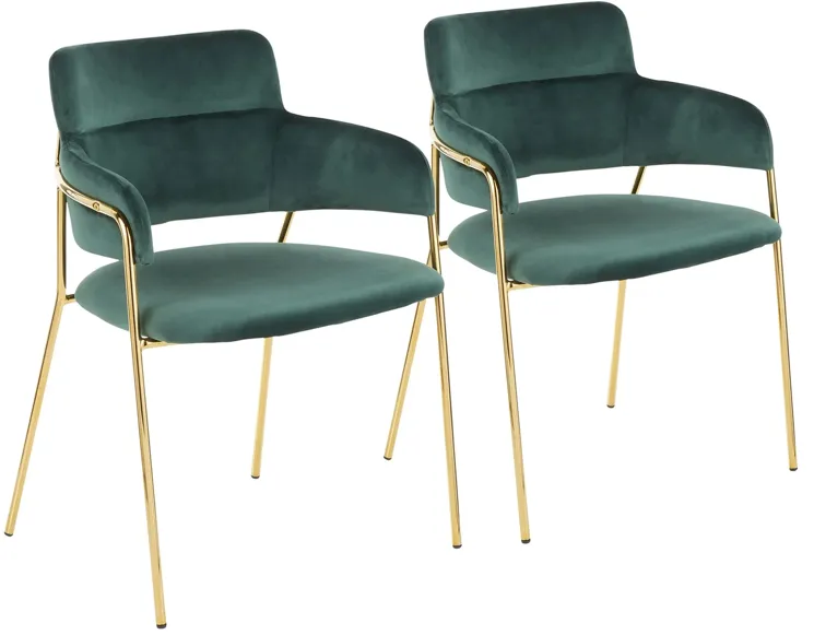 Napoli Dining Chairs: Set of 2 in Gold, Emerald Green by Lumisource