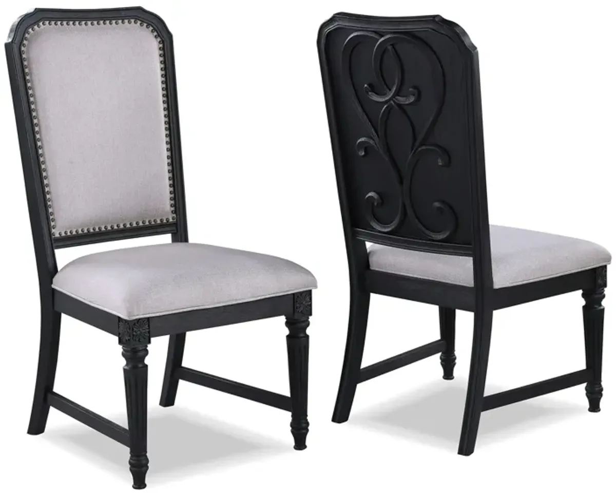 Kingsbury Side Chair- Set of 2 in Charcoal Black by Crown Mark