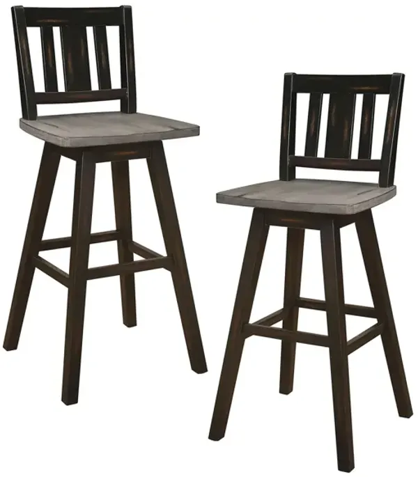 Trouvaille Bar Height Swivel Chair With Slat Back - Set of 2