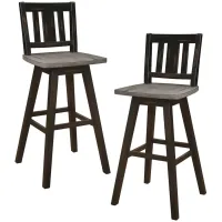 Kaden Bar Height Swivel Chair with Slat Back Set of 2 in 2-Tone Finish (Distressed Gray and Black) by Homelegance