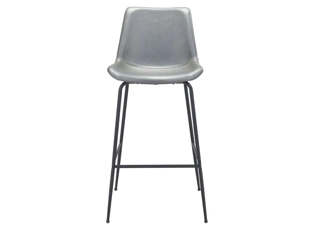 Byron Bar Stool in Gray, Black by Zuo Modern