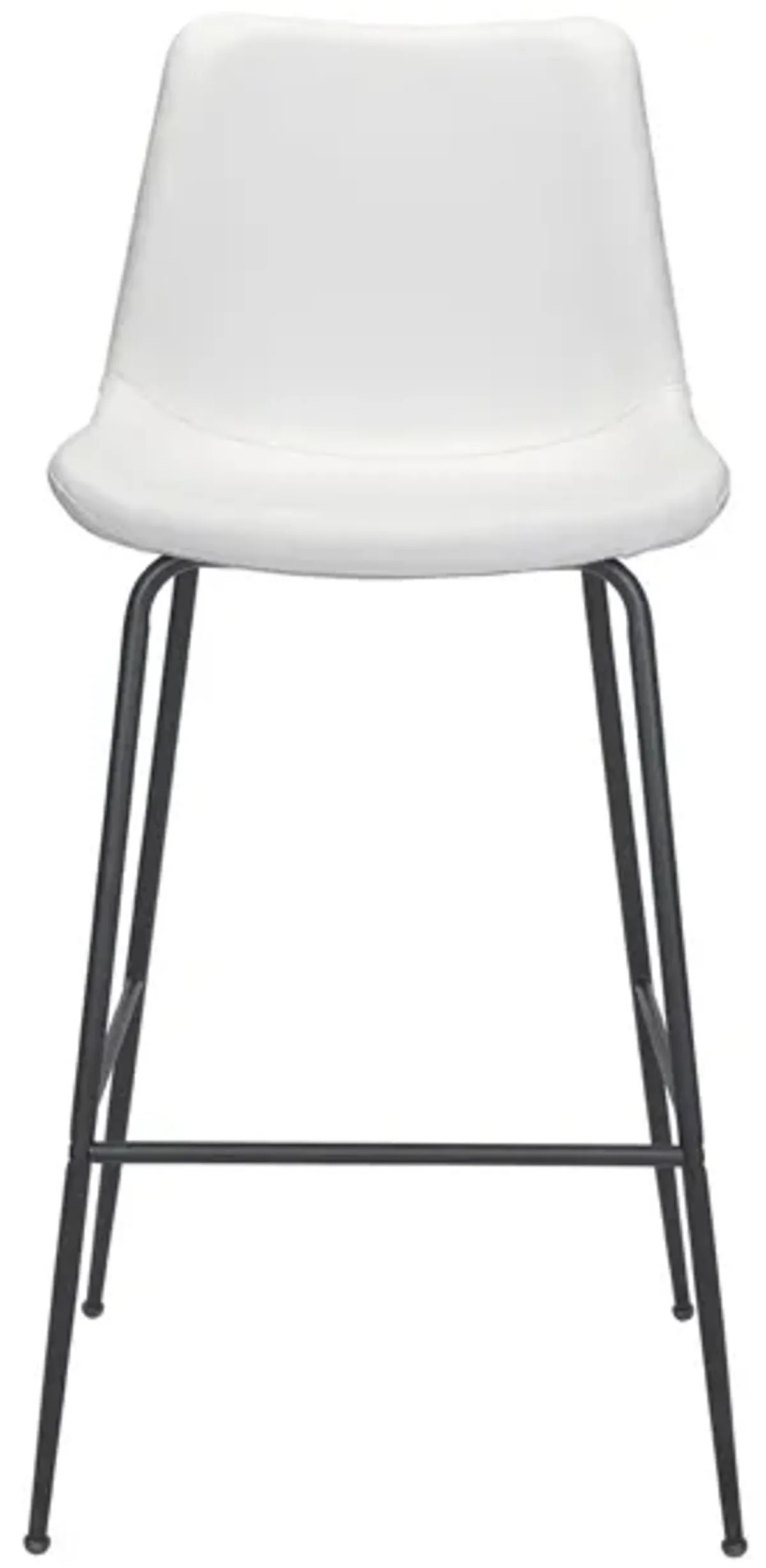 Byron Bar Stool in White, Black by Zuo Modern