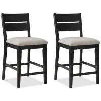 Mathis Counter Height Chair Set of 2 in Black;Gray by Crown Mark