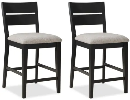 Mathis Counter Height Chair Set of 2 in Black;Gray by Crown Mark