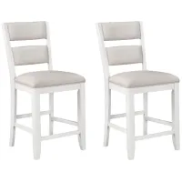 Wendy Counter Height Chair Set of 2 in White Base / Light Grey Seat by Crown Mark