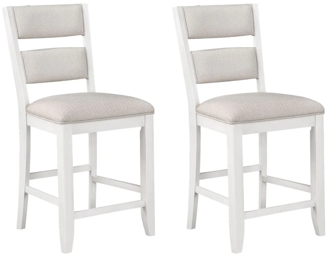 Wendy Counter Height Chair Set of 2 in White Base / Light Grey Seat by Crown Mark