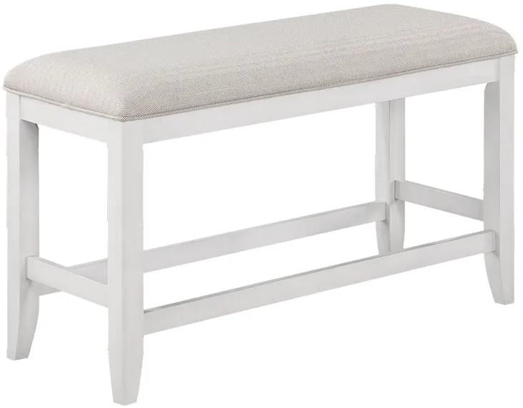 Wendy Counter Height Bench in White Base / Light Grey Seat by Crown Mark