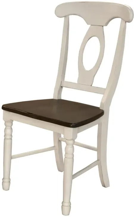 British Isles Napoleon Dining Chair - Set of 2 in Chalk-Cocoa Bean by A-America