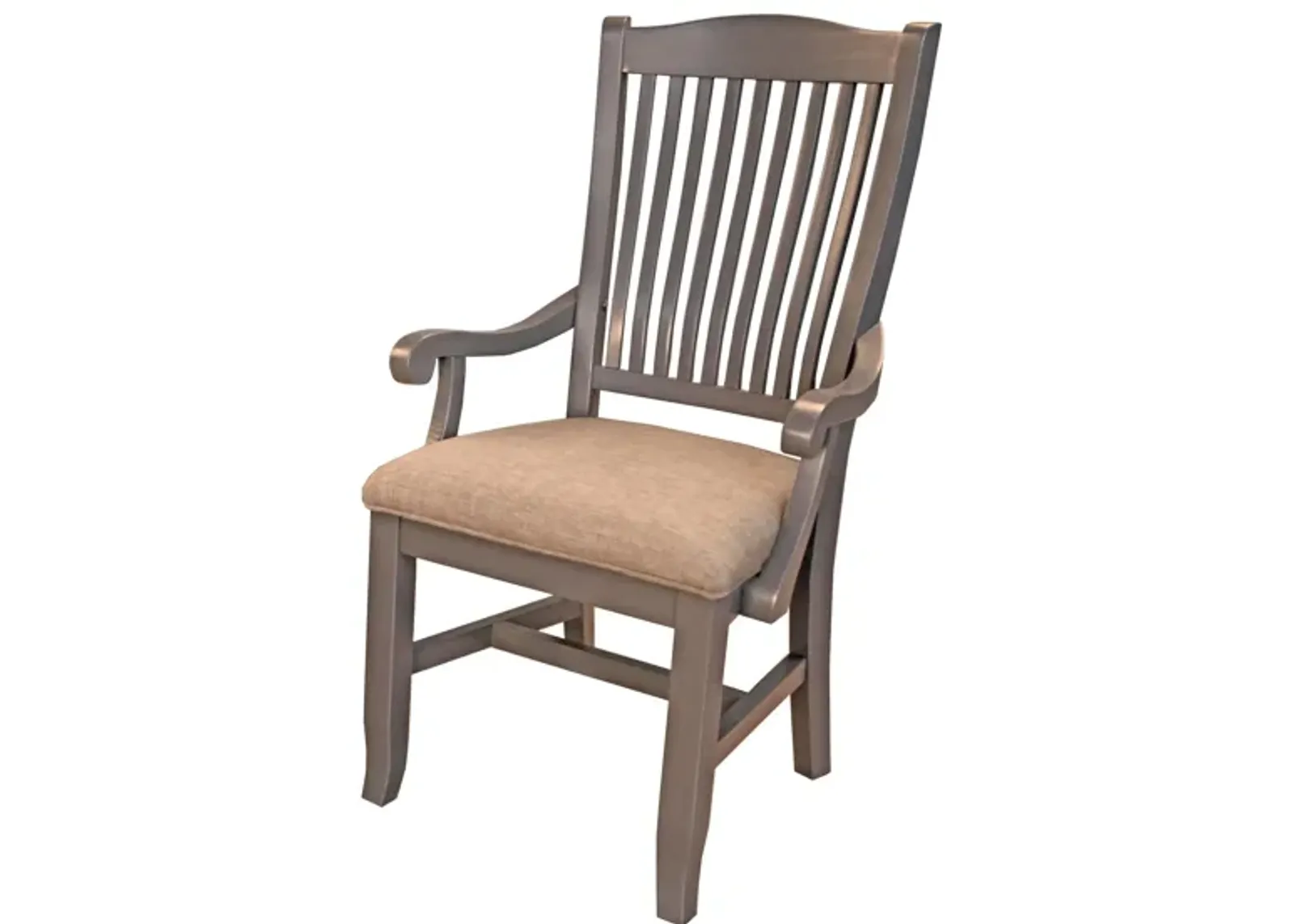 Port Townsend Slatback Upholstered Arm Chair - Set of 2 in Gull Gray-Seaside Pine by A-America