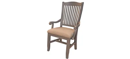 Port Townsend Slatback Upholstered Arm Chair - Set of 2 in Gull Gray-Seaside Pine by A-America
