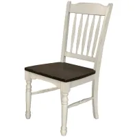 British Isles Slatback Dining Chair - Set of 2 in Chalk-Cocoa Bean by A-America