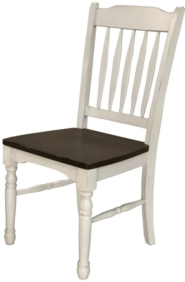 British Isles Slatback Dining Chair - Set of 2 in Chalk-Cocoa Bean by A-America