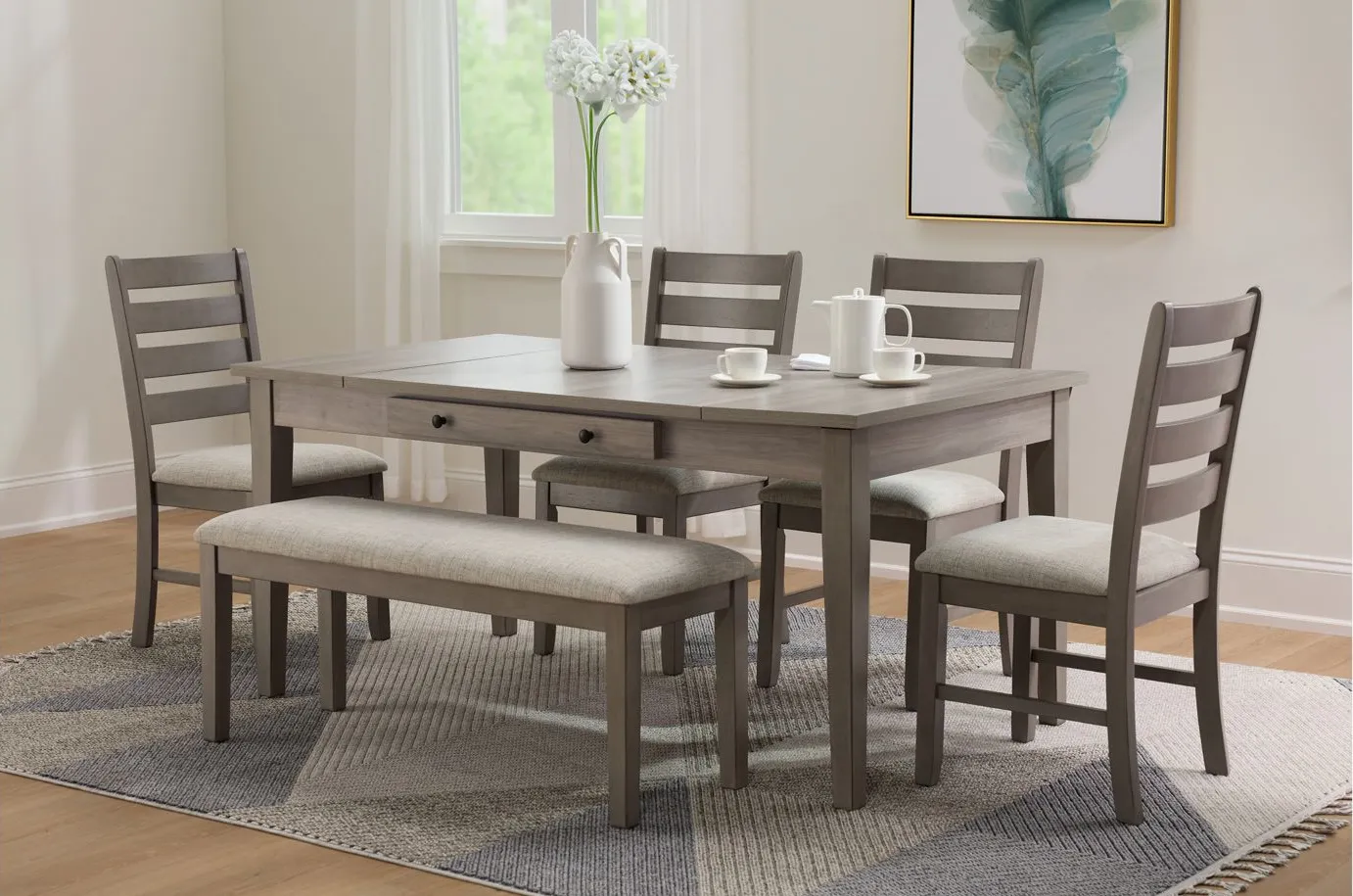 Taryn Dining Bench in Light Gray by Davis Intl.