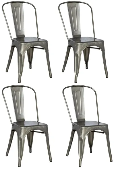 Felix Dining Chairs - Set of 4 in Gun Metal by Chintaly Imports