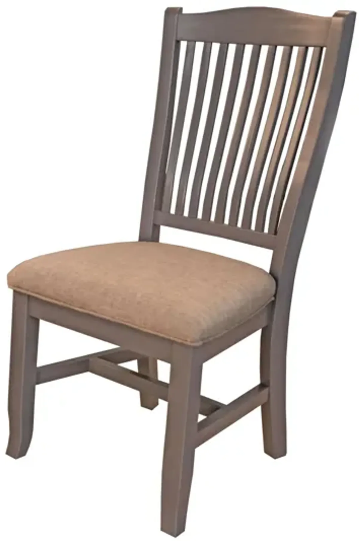 Port Townsend Slatback Upholstered Dining Chair - Set of 2 in Gull Gray-Seaside Pine by A-America