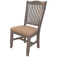 Port Townsend Slatback Upholstered Dining Chair - Set of 2 in Gull Gray-Seaside Pine by A-America