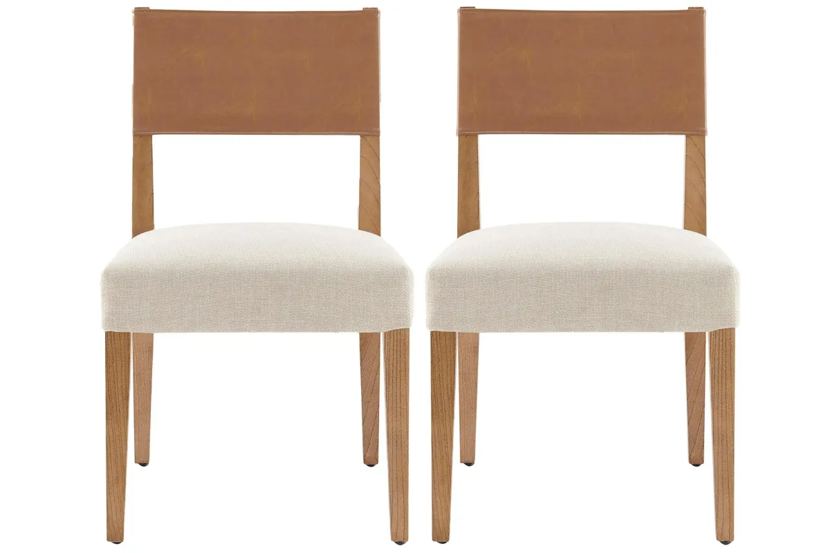 Kylo Dining Side Chair (Set of 2) in Borneo Chocolate/Meridien Cream by New Pacific Direct