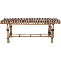 Baza Rattan Bench w/ Shelf in Natural/Black by New Pacific Direct