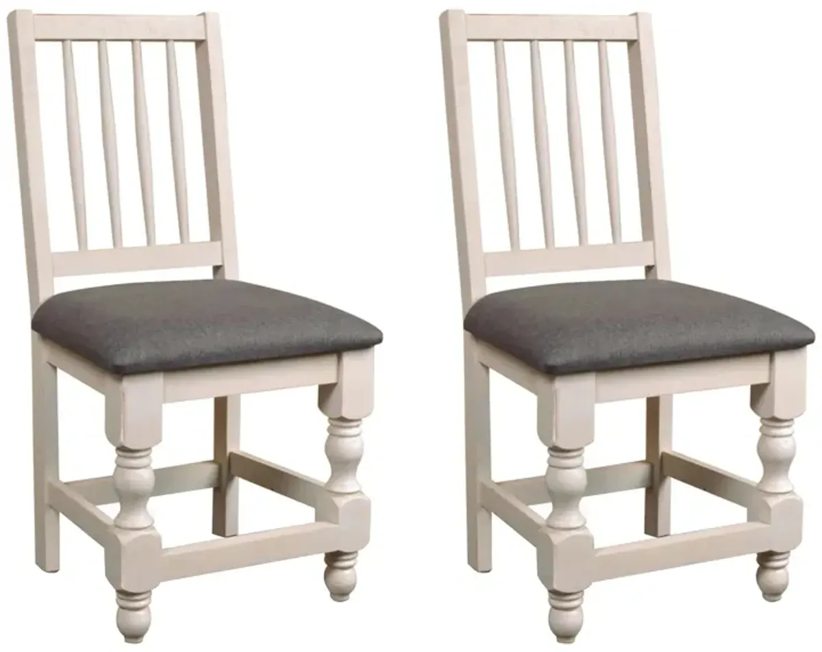 Rustic French Dining Chairs Set of 2 in Cottage white/walnut top by Sunset Trading