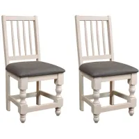 Rustic French Dining Chairs – Set of 2 in Cottage white/walnut top by Sunset Trading
