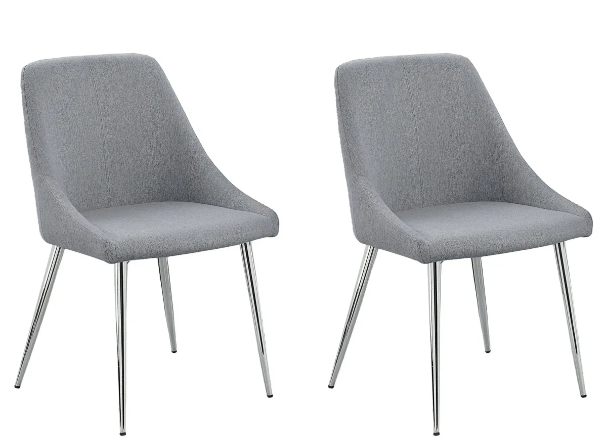 Tola Dining Chair- Set of 2 in Chrome / Grey by Crown Mark