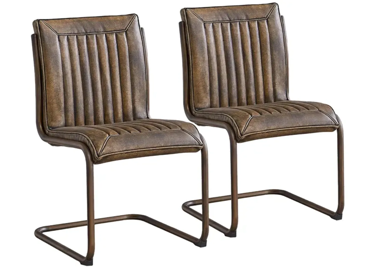 Cooper Dining Chair Gold Frame: Set of 2 in Antique Cigar Brown by New Pacific Direct