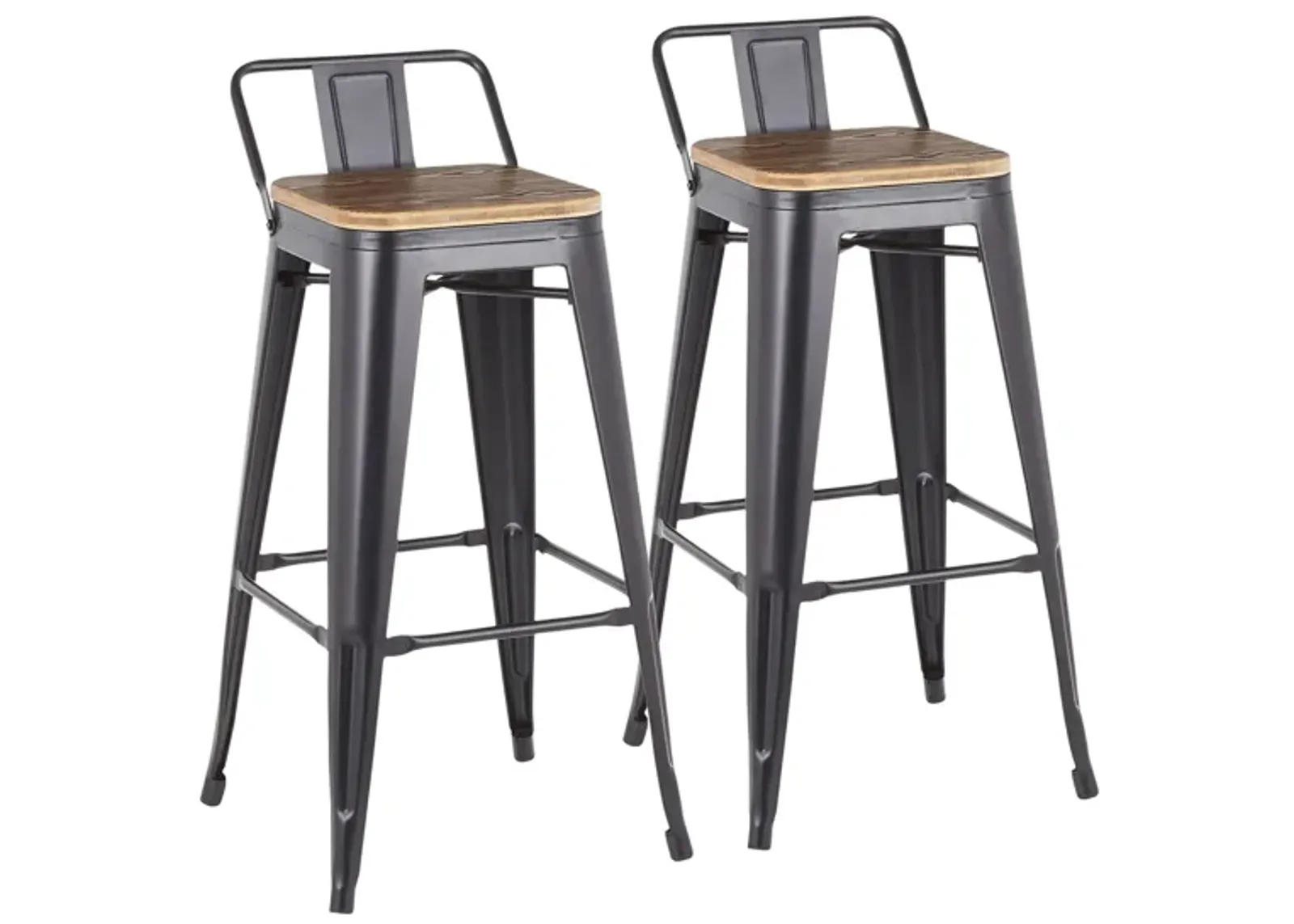 Oregon Low Back Barstool - Set of 2 in Black by Lumisource