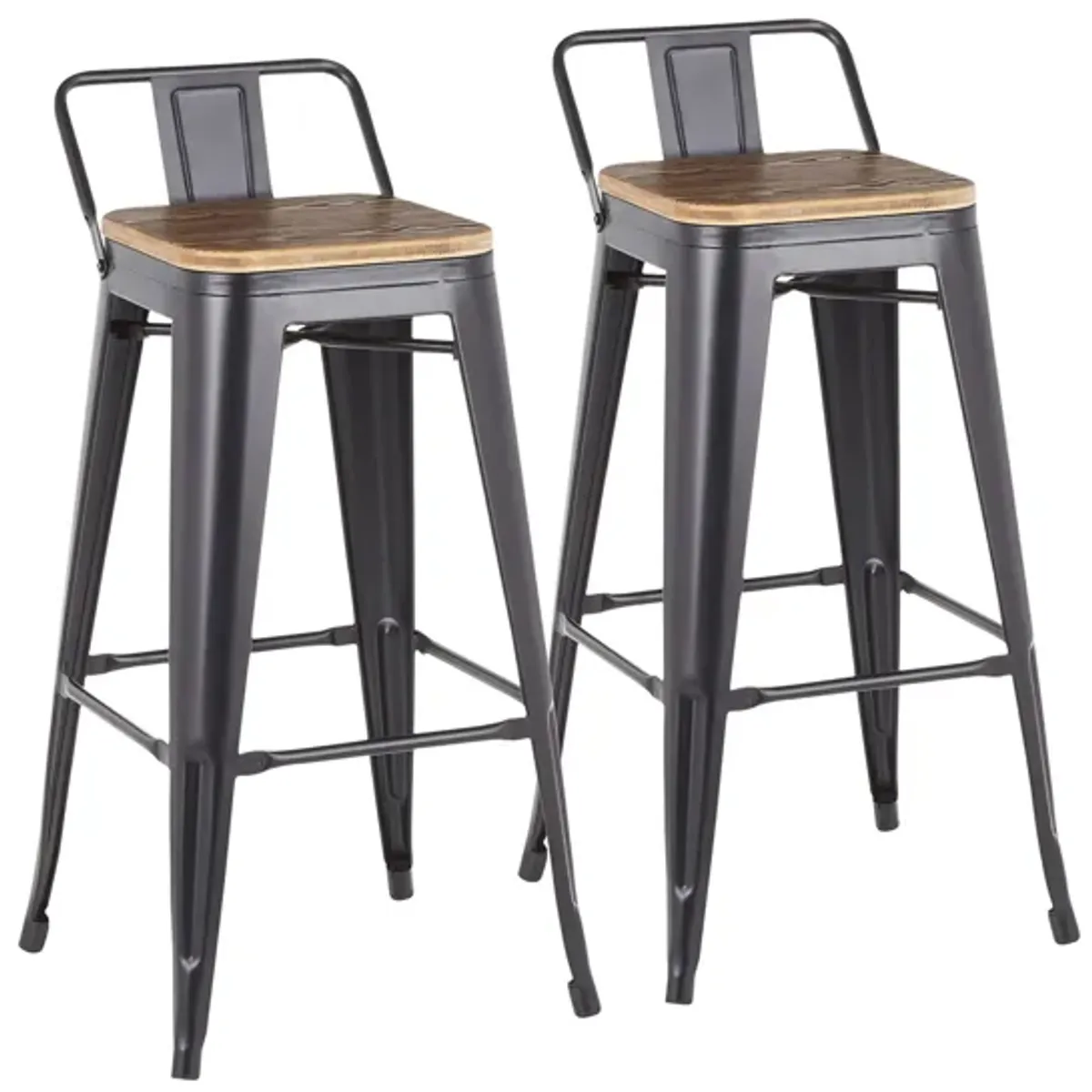 Oregon Low Back Barstool - Set of 2 in Black by Lumisource