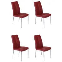 Abigail Side Chair - Set of 4 in Red by Chintaly Imports