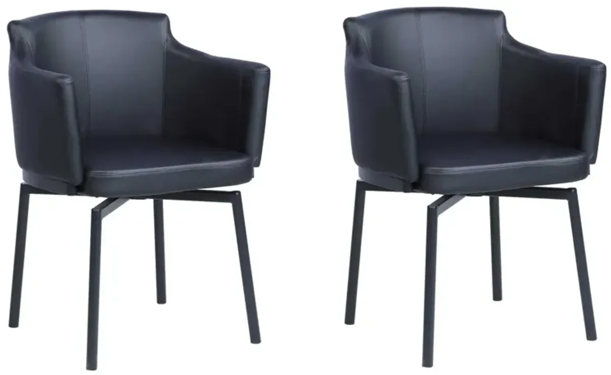 Pixie Arm Chair - Set of 2 in Black by Chintaly Imports