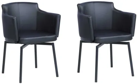 Pixie Arm Chair - Set of 2 in Black by Chintaly Imports