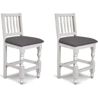 Rustic French Counter Height Stools – Set of 2 in Cottage white/walnut top by Sunset Trading