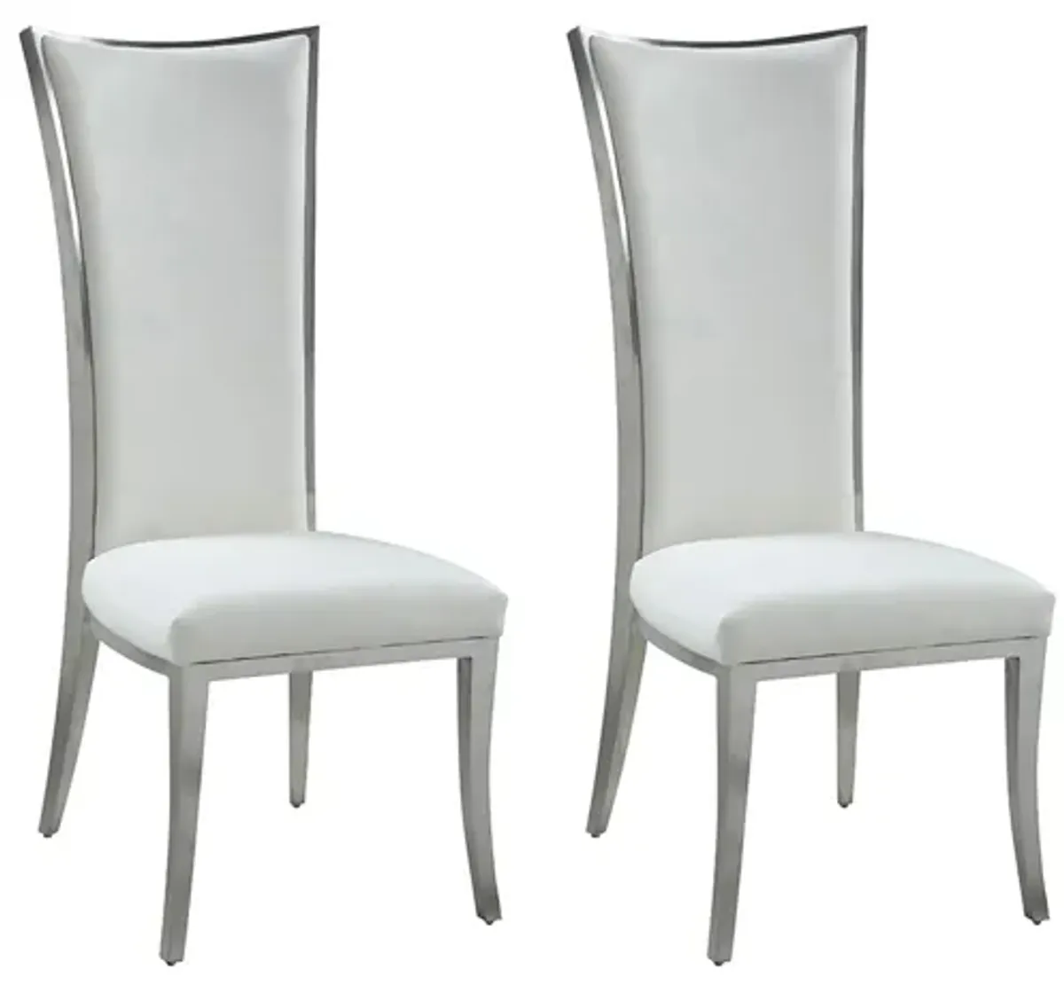 Isabel High Back Dining Chair - Set of 2 in White by Chintaly Imports