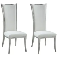 Isabel High Back Dining Chair - Set of 2 in White by Chintaly Imports