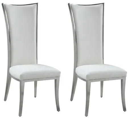 Isabel High Back Dining Chair - Set of 2 in White by Chintaly Imports