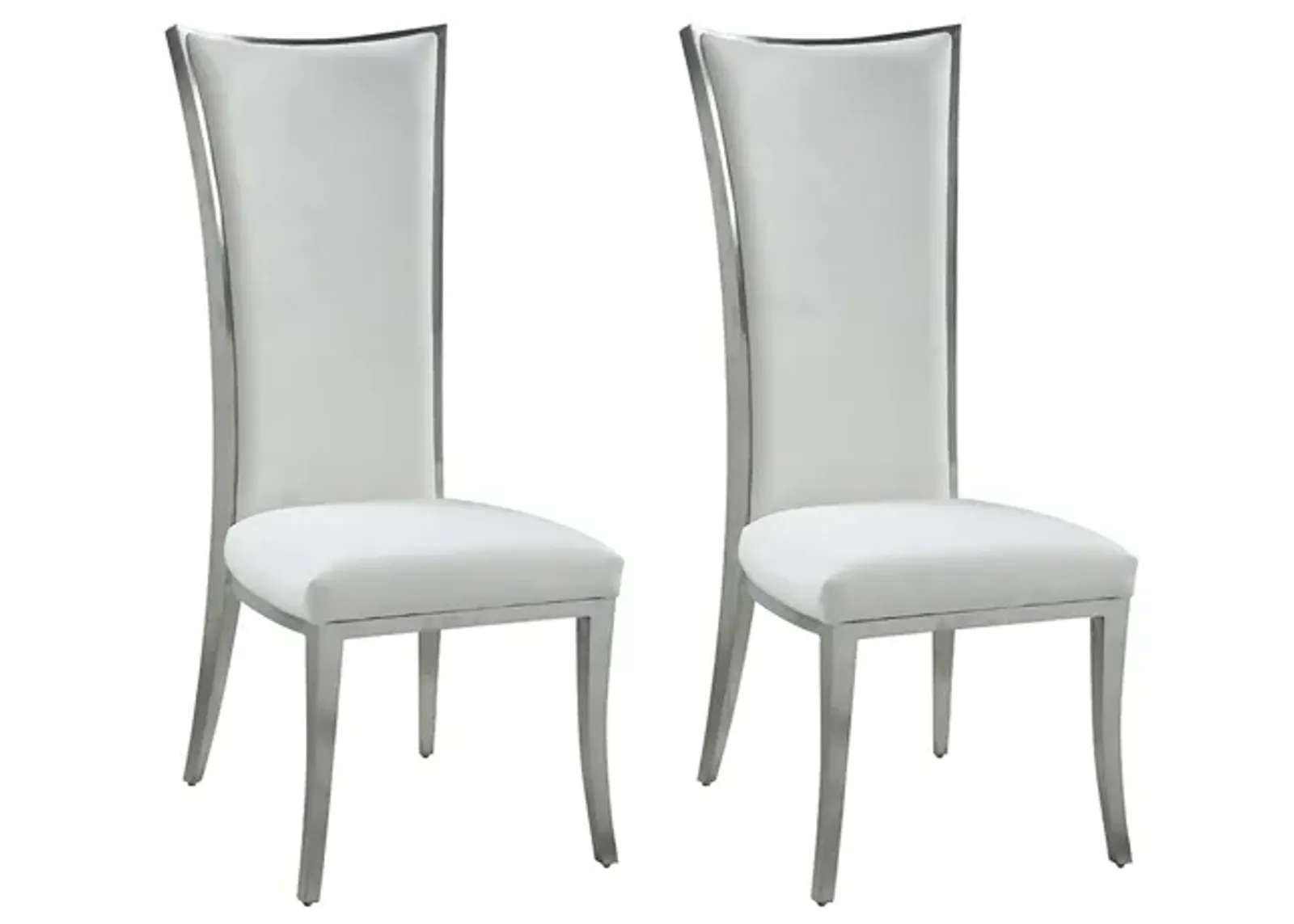 Isabel High Back Dining Chair - Set of 2 in White by Chintaly Imports