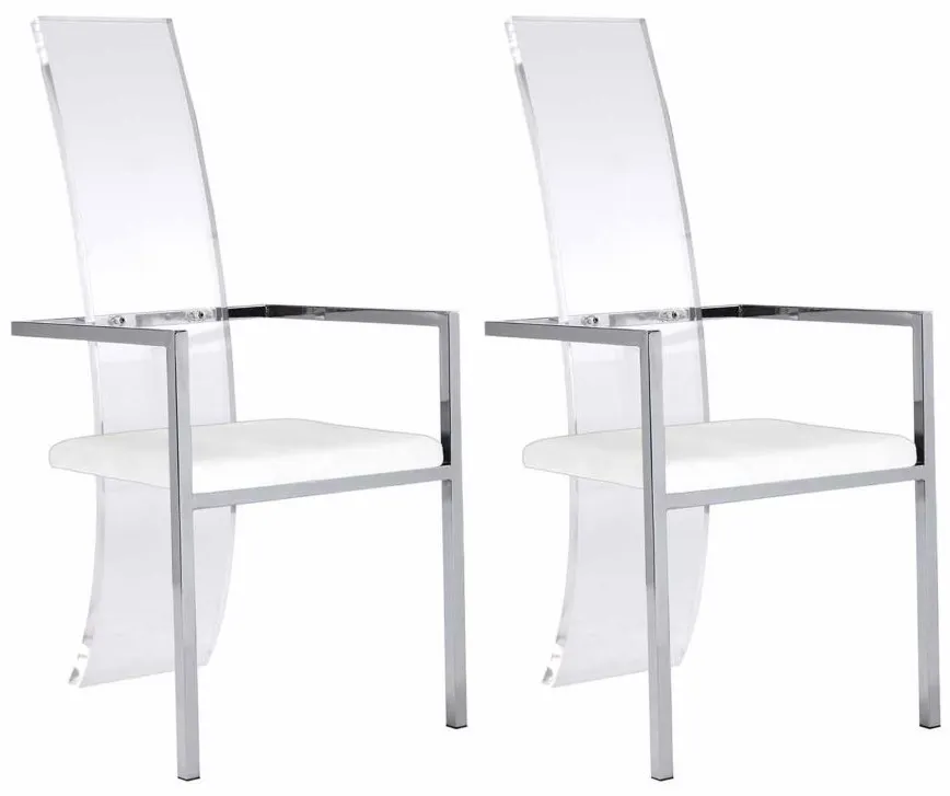 Layla Arm Chair - Set of 2 in White by Chintaly Imports
