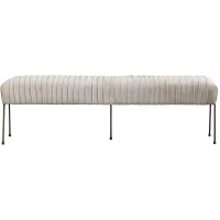 Merritt Velvet Fabric Pleated Bench in Dulce Sand by New Pacific Direct