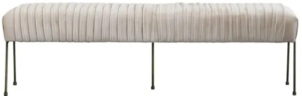 Merritt Velvet Fabric Pleated Bench