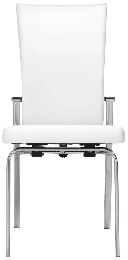 Paloma White Motion Back Dining Chair in White by Chintaly Imports