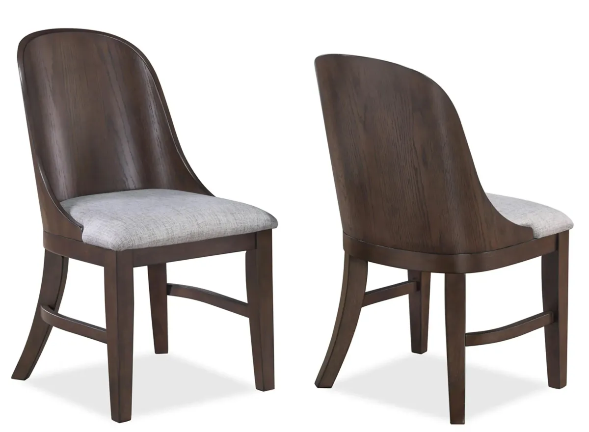 Cullen Side Chair- Set of 2 in Brown Oak by Crown Mark