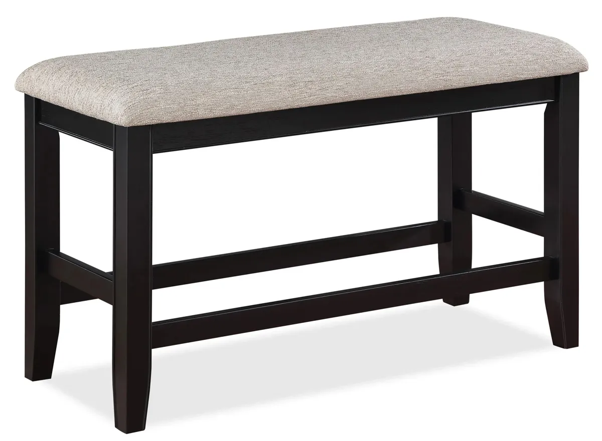 Fulton Counter Height Bench in Light Grey / Black by Crown Mark