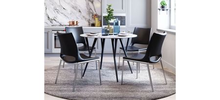 Ace Dining Chair: Set of 2 in Black, Silver by Zuo Modern
