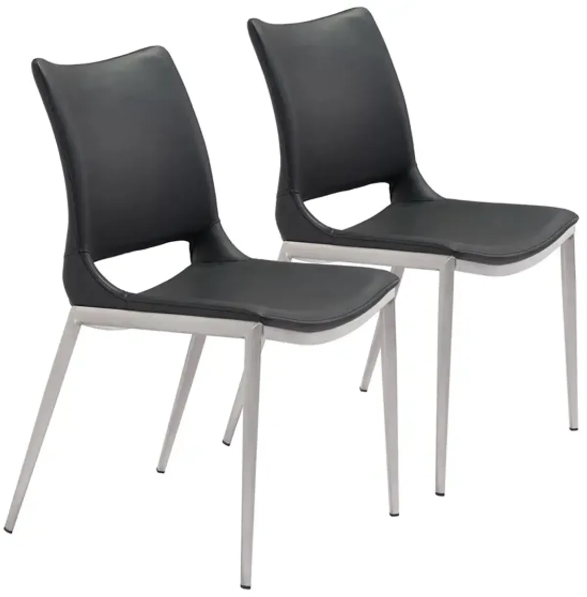 Ace Dining Chair: Set of 2 in Black, Silver by Zuo Modern