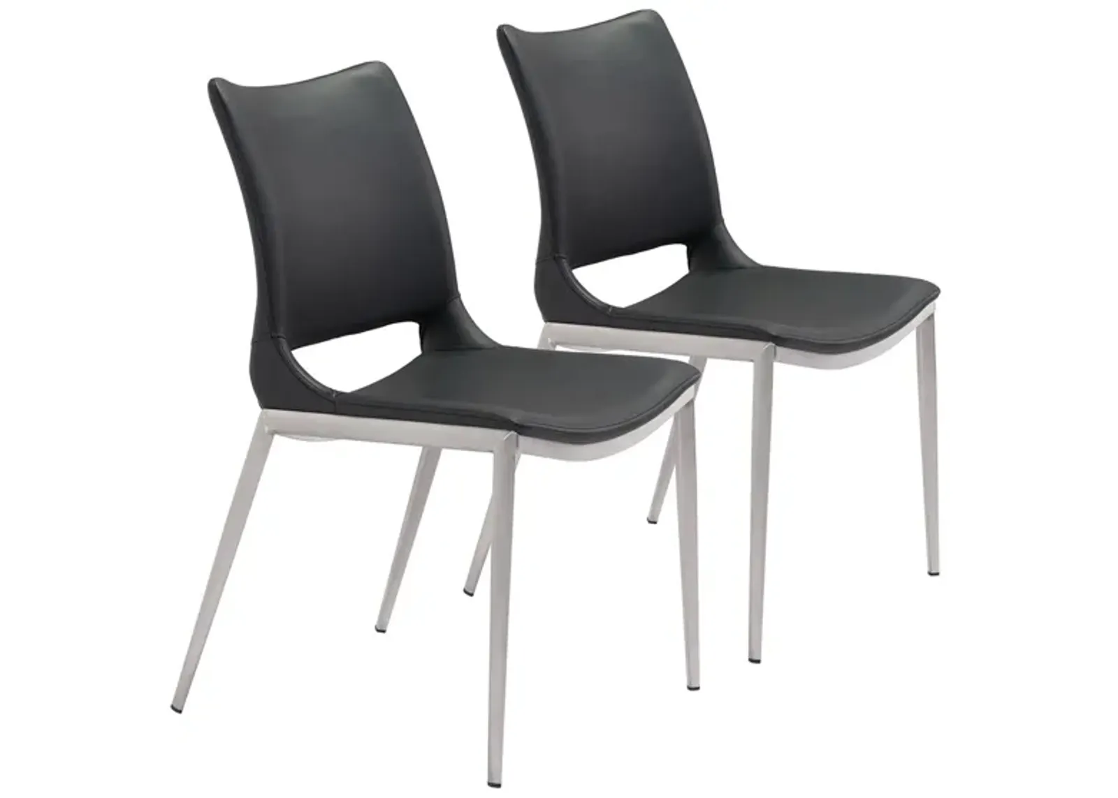 Ace Dining Chair: Set of 2 in Black, Silver by Zuo Modern