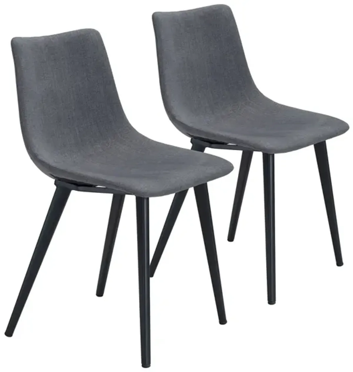 Daniel Dining Chair: Set of 2 in Gray, Black by Zuo Modern