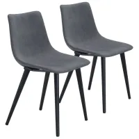 Daniel Dining Chair: Set of 2 in Gray, Black by Zuo Modern